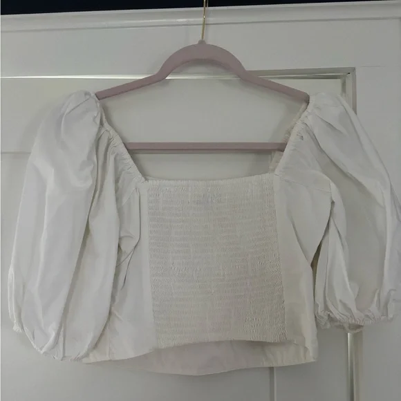 Abercrombie & Fitch White Puff Sleeve Top - Picture 6 of 7